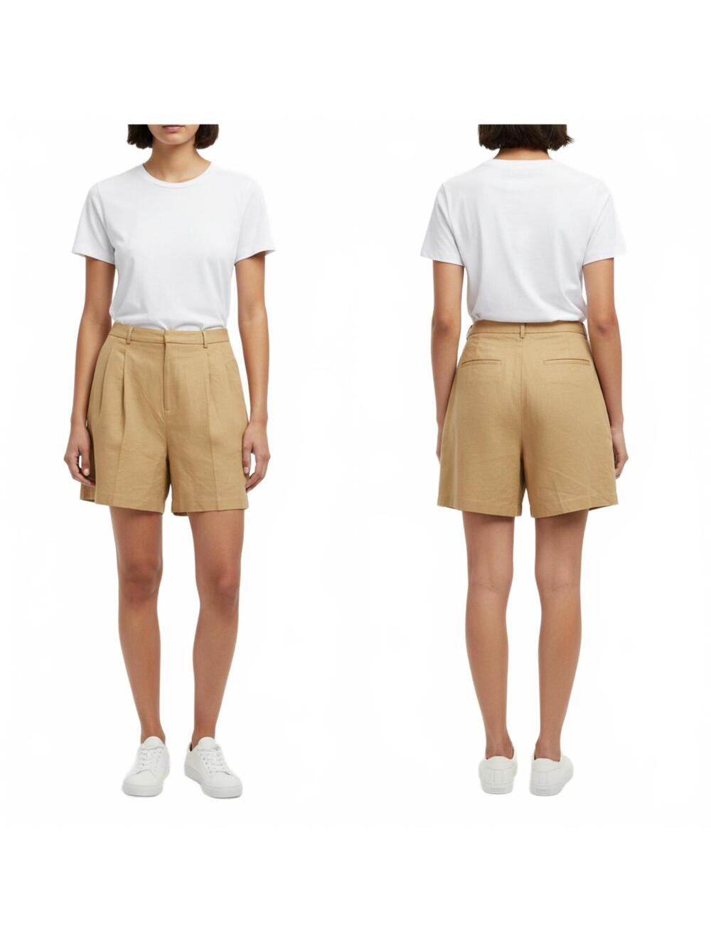 Steve Madden XL Pleated High Waist Shorts Career Casual Khaki